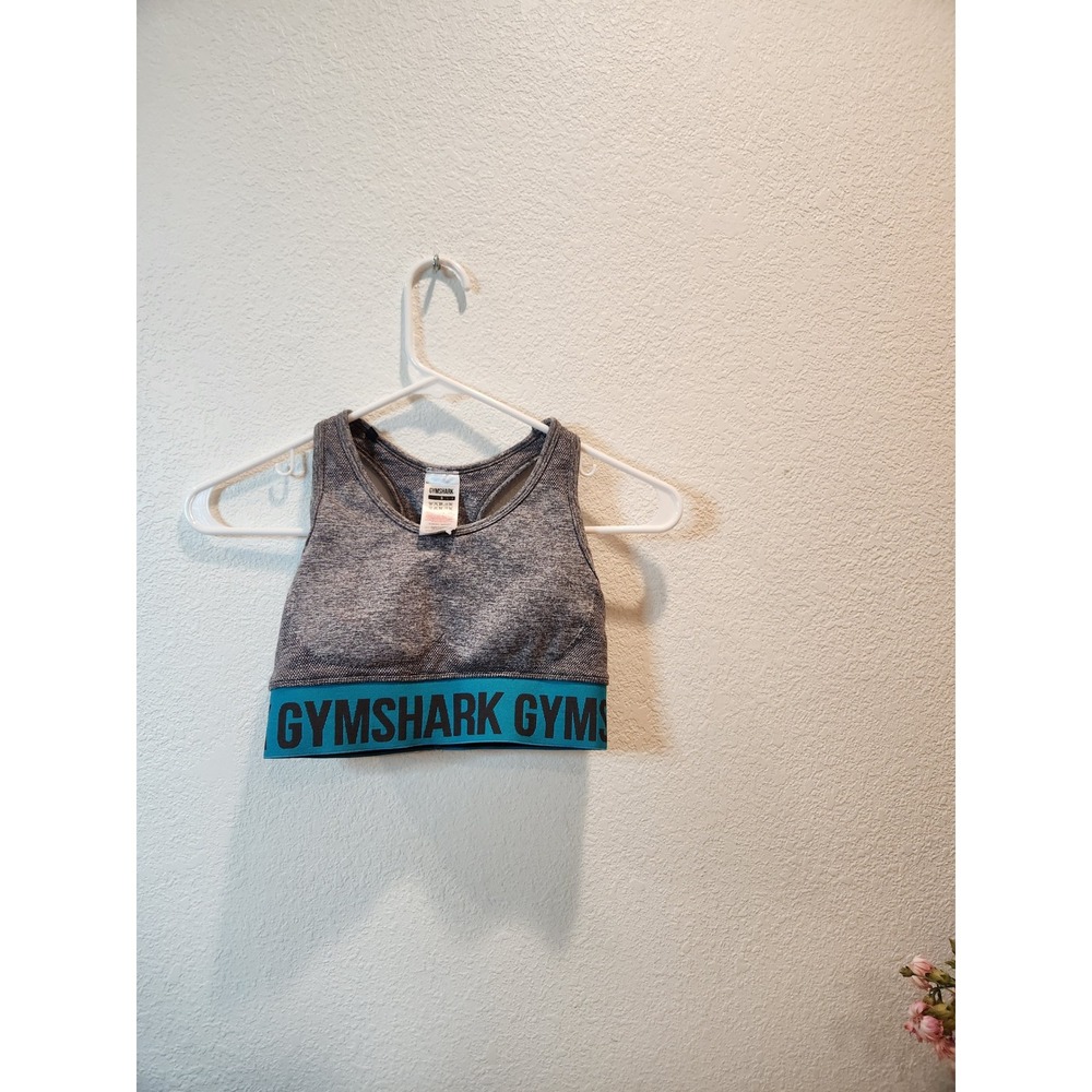 Gymshark Sports Bra Racerback Teal Logo Athletic Gym‎ Workout Top Small